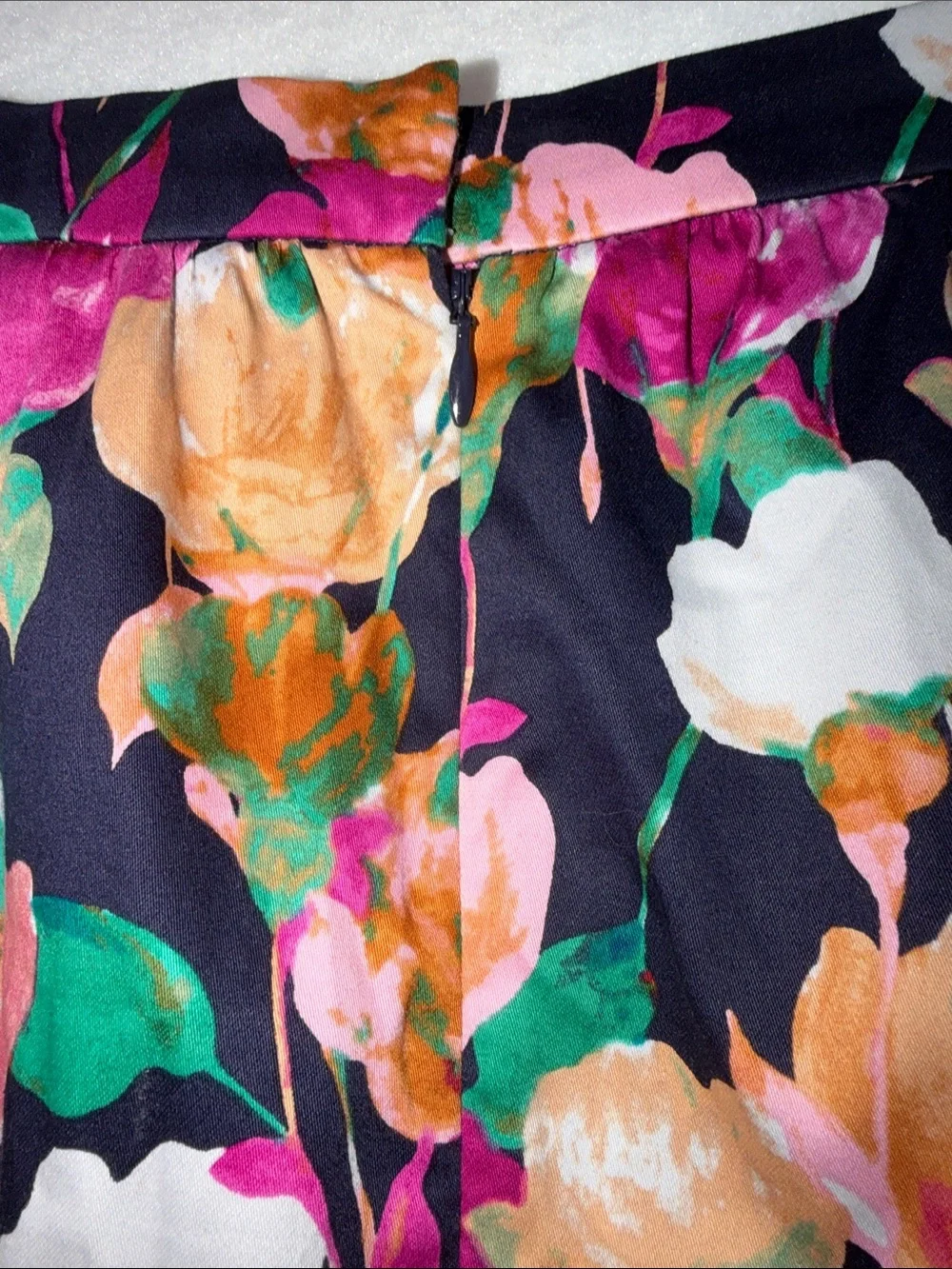 J. Crew Navy A-Line Skirt with Multicolor Floral Print